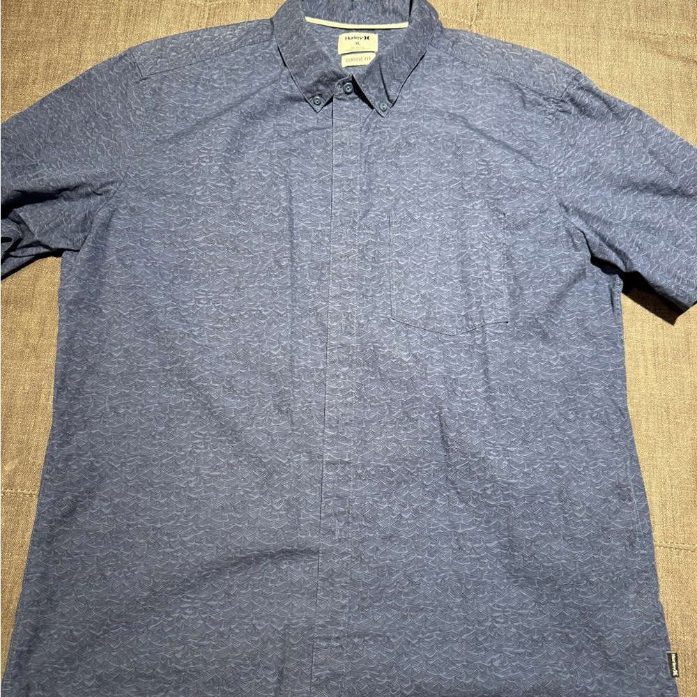 Hurley Men's Navy Textured Button Down Shirt